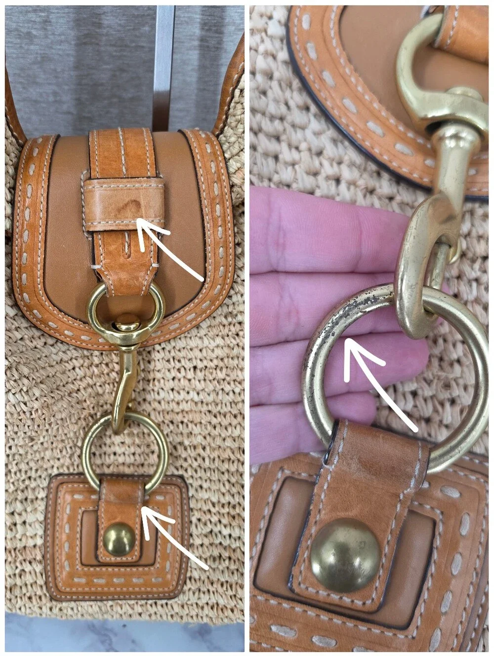 Coach Bleecker Millie Straw Raffia Leather Hobo Bag Summer Coastal Preppy